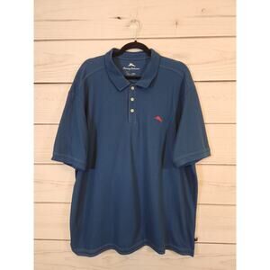 Tommy Bahama Men's Navy Blue Supima Cotton Short Sleeve Polo Shirt‎ Size 2XL